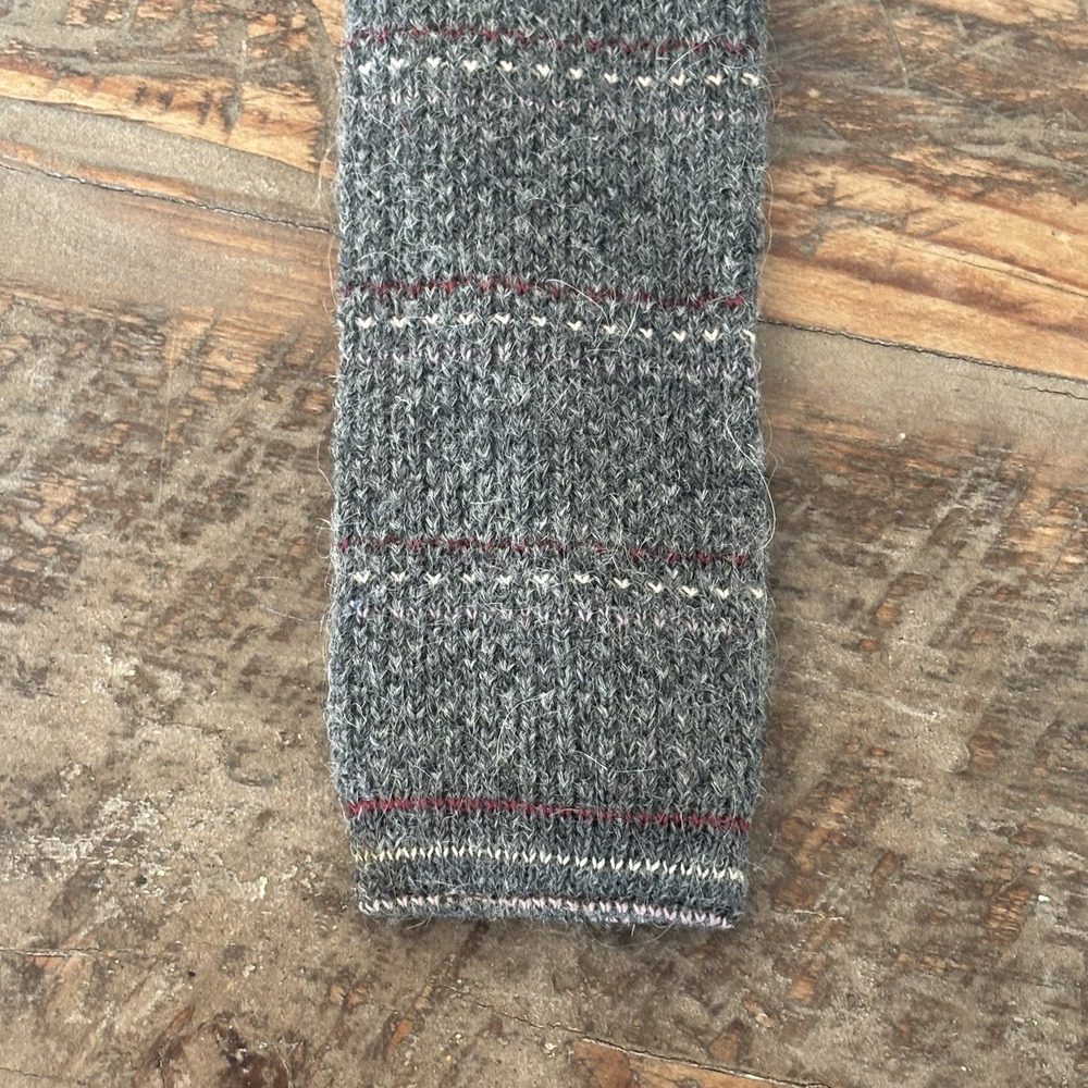 Vintage 615 Collection Knit Sick Neck Tie Wool/Mobair  Gray - Picture 2 of 4